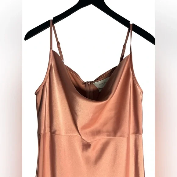BHLDN x Anthropologie Cali Satin Charmeuse Midi Dress Sedona Sunset Size 10 - Picture 4 of 8